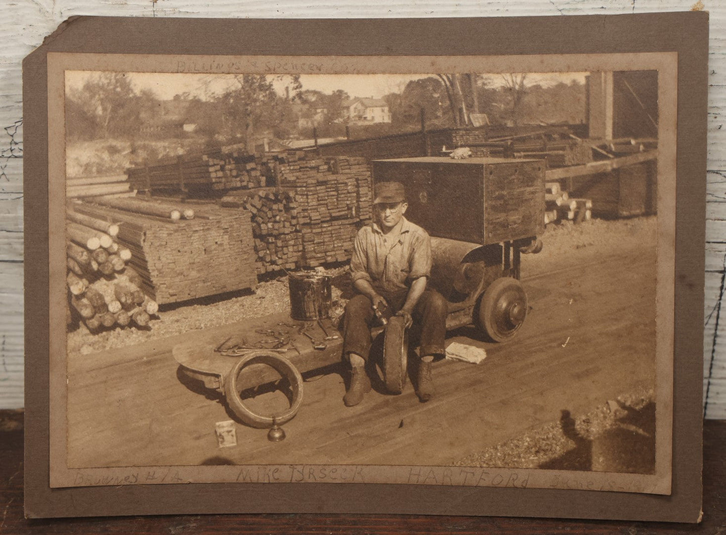 Lot 067 - Antique Boarded Occupational Photograph Of A Tradesman, Likely Of The Billings And Spencer Tool Company, Hartford Connecticut