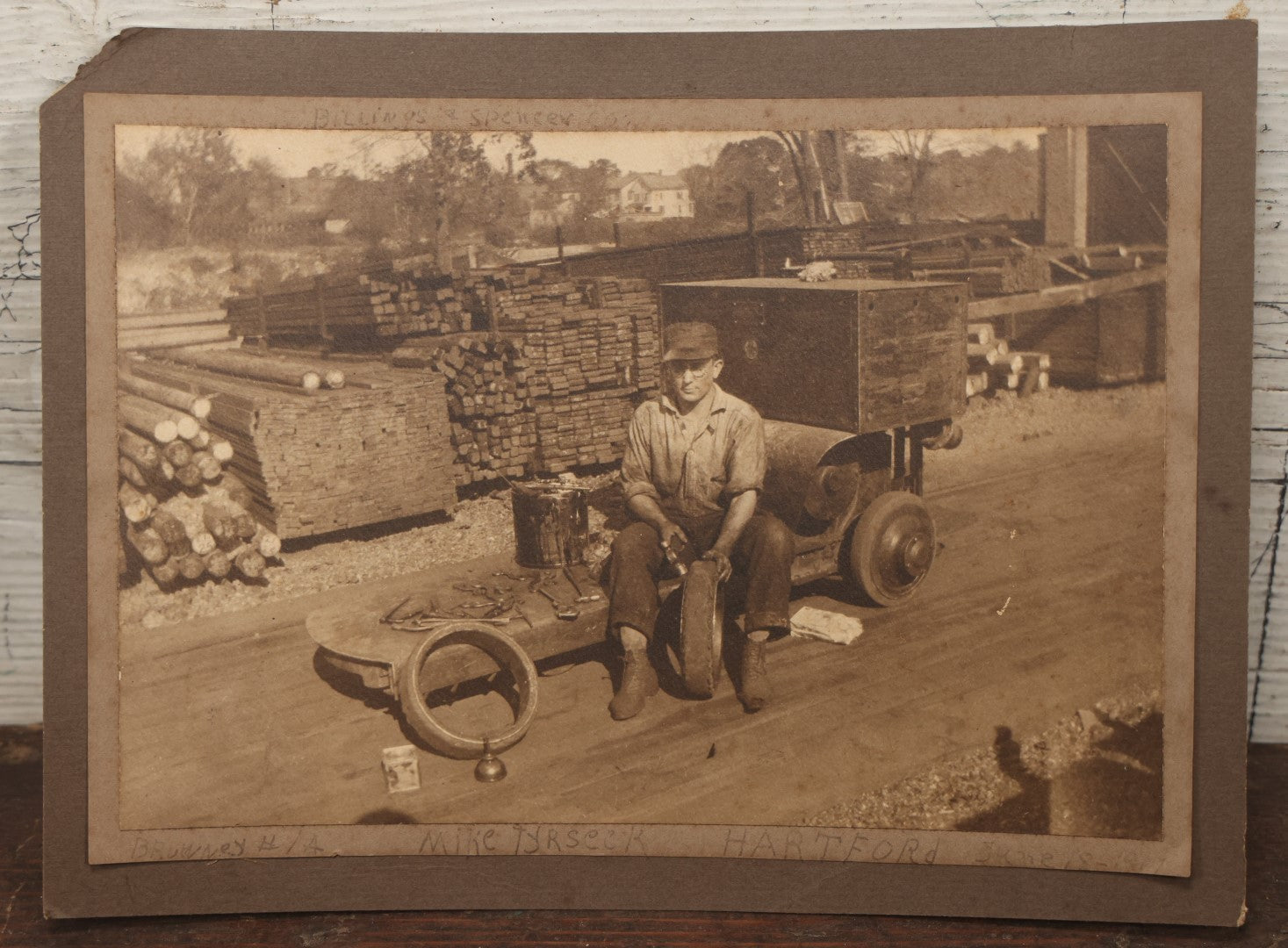 Lot 067 - Antique Boarded Occupational Photograph Of A Tradesman, Likely Of The Billings And Spencer Tool Company, Hartford Connecticut