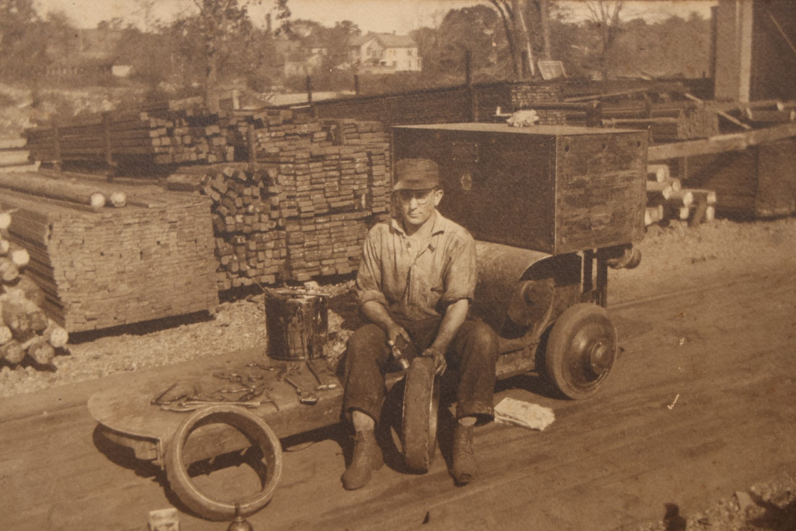 Lot 067 - Antique Boarded Occupational Photograph Of A Tradesman, Likely Of The Billings And Spencer Tool Company, Hartford Connecticut