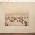 Lot 069 - Antique Boarded Photograph Of Victorian Beach Goers, Beach Covered In Private Tents, Scheveningen Beach, The Netherlands