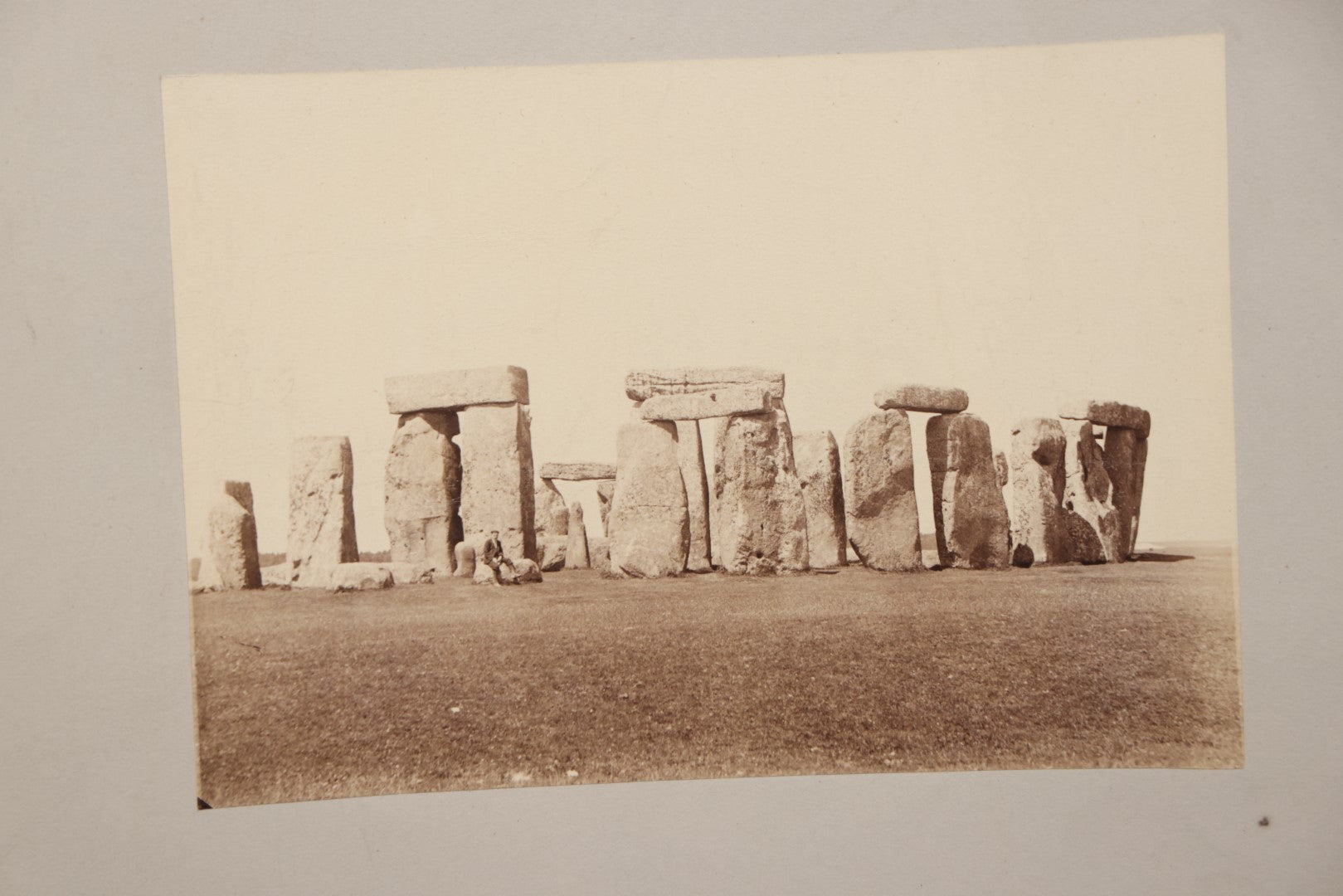 Lot 071 - Antique Boarded Photograph Of Stonehenge, With Man In Photo, Near Salisbury, England