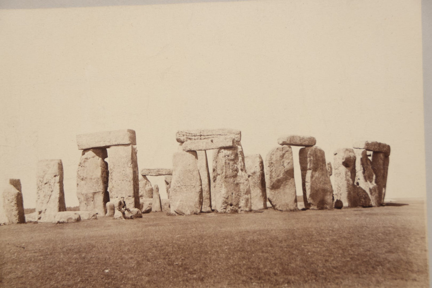 Lot 071 - Antique Boarded Photograph Of Stonehenge, With Man In Photo, Near Salisbury, England