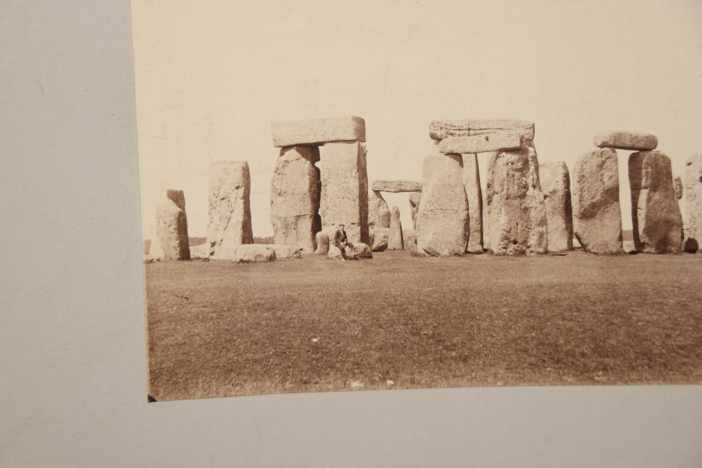 Lot 071 - Antique Boarded Photograph Of Stonehenge, With Man In Photo, Near Salisbury, England