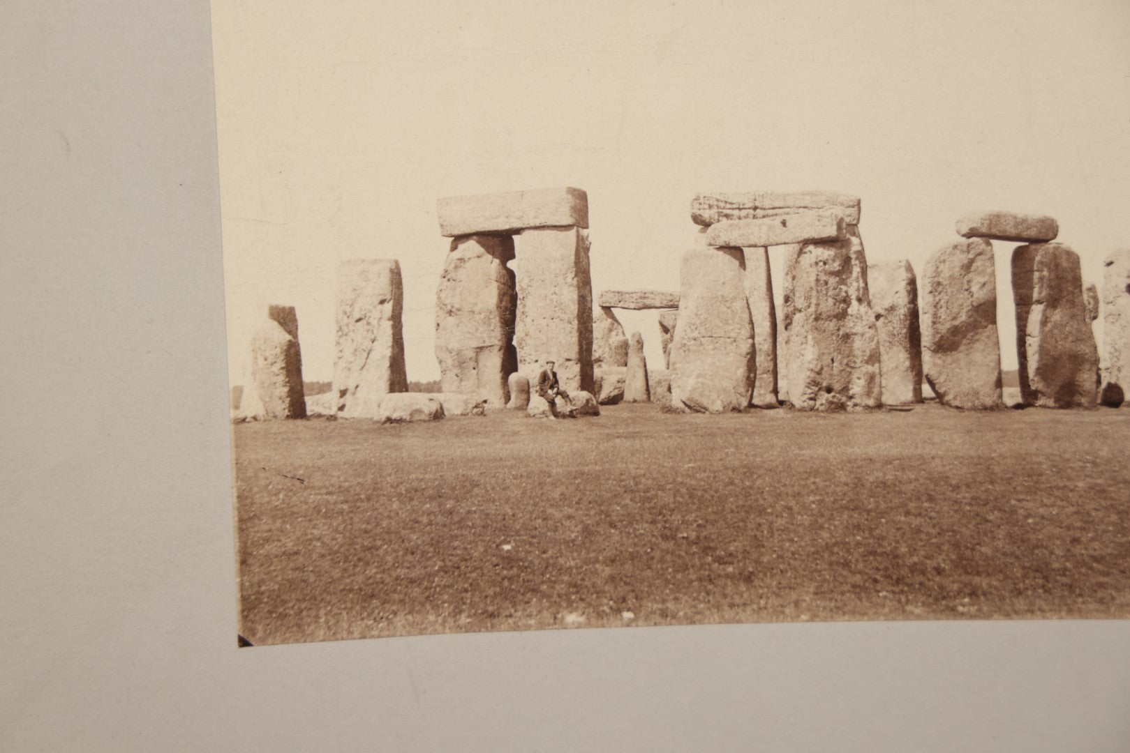 Lot 071 - Antique Boarded Photograph Of Stonehenge, With Man In Photo, Near Salisbury, England