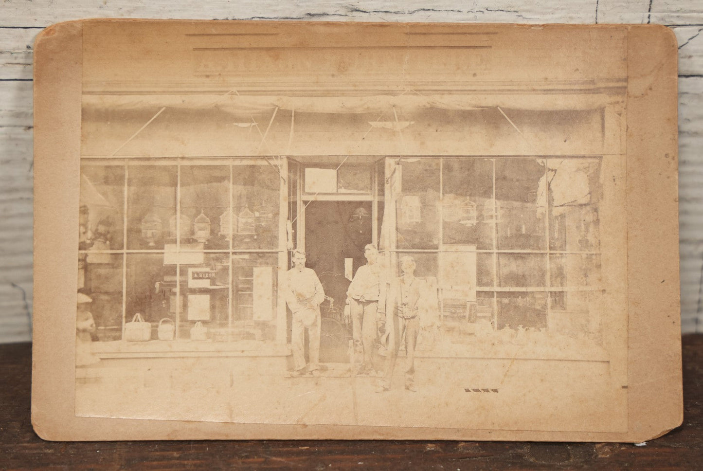 Lot 074 - Antique Cabinet Card Occupational Photograph Of Storefront Of A. Hixon Furniture, F.J. Taylor & Co., Photographer, Cambridgeport, Massachusetts