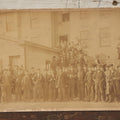 Lot 075 - Antique Cabinet Card Photograph Of A Large Group Of Rough And Tough Looking Men Standing Outside Of A Building, Possible Workers, Unidentified, E.W. Cook, Photographer, Albany, New York