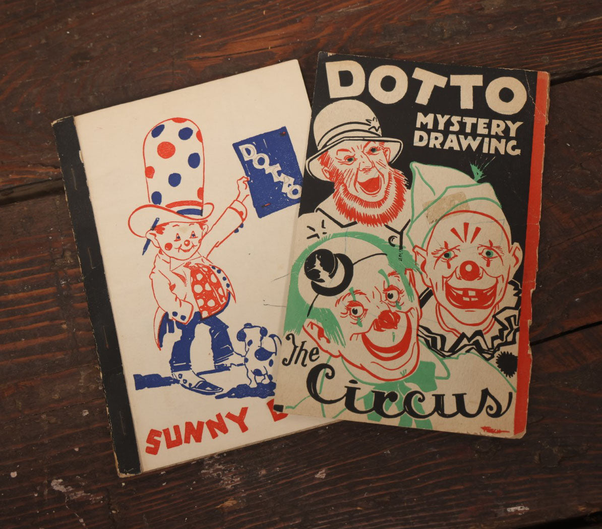 Lot 100 - Vintage Children'S Play Book, "Dotto Mystery Drawing: The Circus" Connect The Dots Craft Book With Clowns, Cover Detached, Used