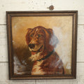 Lot 006 - Antique Oil On Canvas Dog Portrait Painting, Note White Splotches, Gallery Label From Fenway Art Center, Boston, Massachusetts, Garabedian Family Proprietors, In Frame, 20-1/2 x 20-1/2"