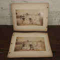 Lot 007 - Pair Of Early Antique Baseball Team Group Mounted Photographs, From A Photo Album, Note Pitcher In Background, Early Uniforms And Gear, Circa Late 1880s, Other Photos On Back, Approx 7-1/2" x 4-1/2" Actual Photo Dimensions