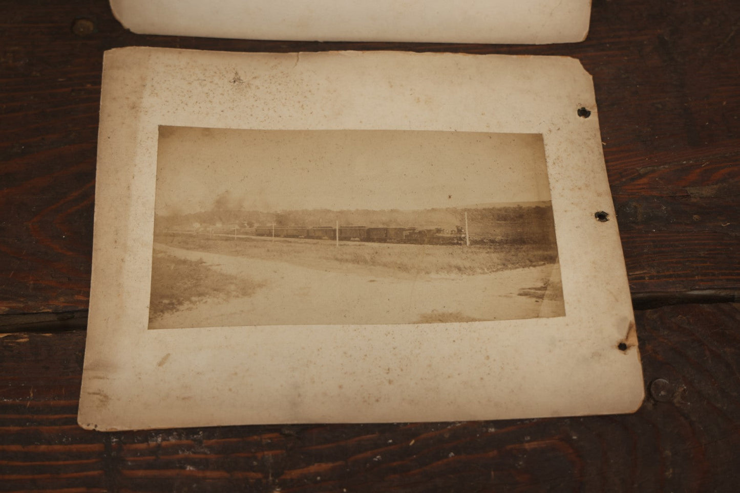 Lot 009 - Pair Of Antique Mounted Railroad Train Locomotive Photographs, Likely Pittsburgh And Connellsville Railroad, Circa 1880s, With Workers Visible