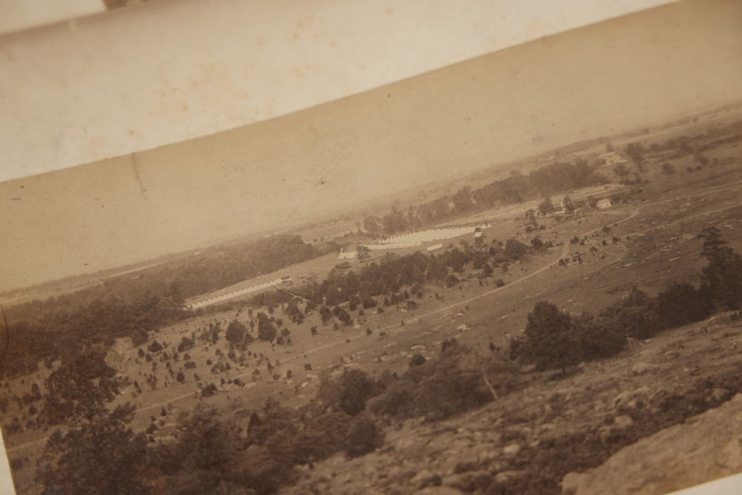 Lot 010 - Pair Of Antique Mounted Photographs Of Gettysburg Battlefield, 14th Indiana Infantry Monument, Obelisk, Monument Where Lincoln's Gettysburg Address Was Made 