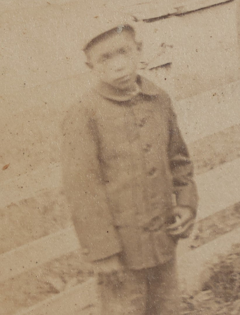 Lot 011 - Antique Mounted Photograph Of A Black Man And His Child, Early African American Photo, Standing By Fence, Photos Of Horses On Reverse