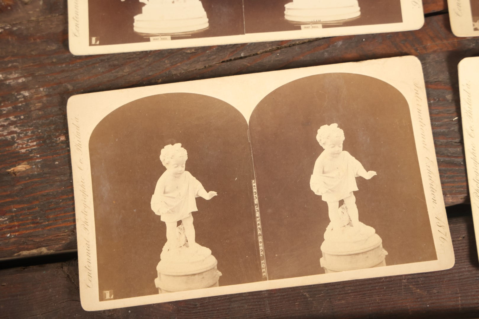 Lot 131 - Grouping Of Seven Antique Stereo Cards Showing Various Fine Art Sculptures And Statues From The International Exhibition Of 1876