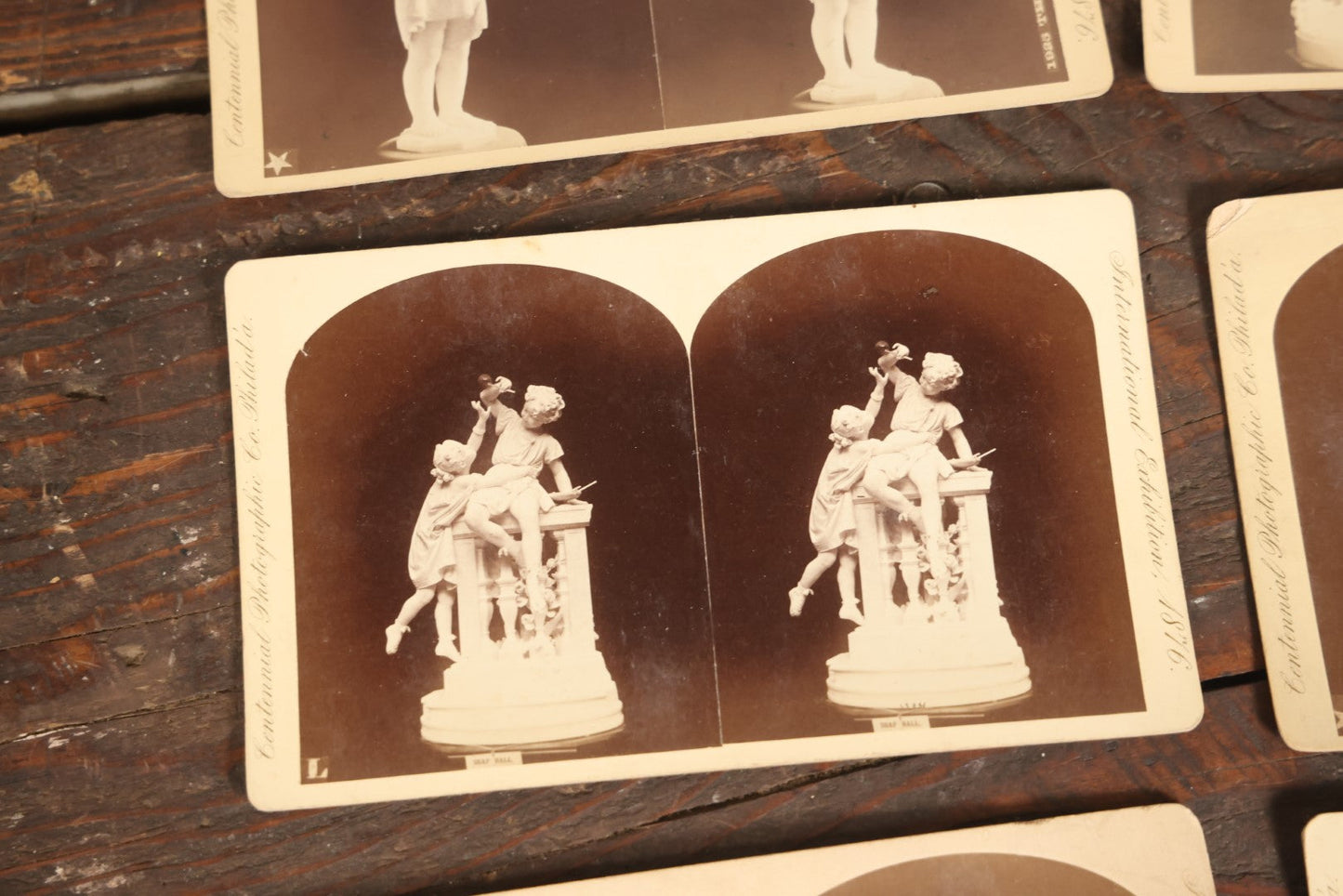 Lot 131 - Grouping Of Seven Antique Stereo Cards Showing Various Fine Art Sculptures And Statues From The International Exhibition Of 1876