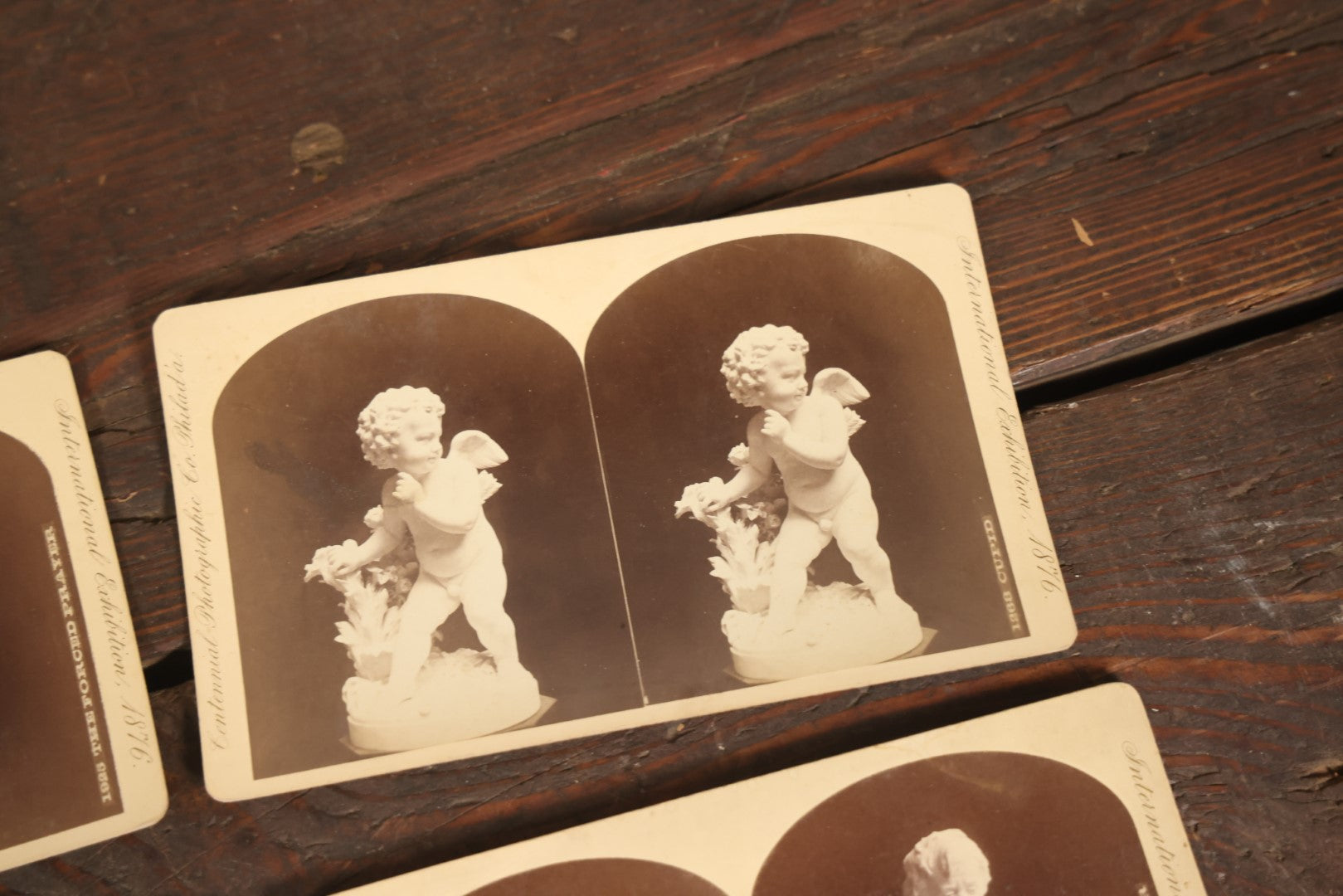 Lot 131 - Grouping Of Seven Antique Stereo Cards Showing Various Fine Art Sculptures And Statues From The International Exhibition Of 1876