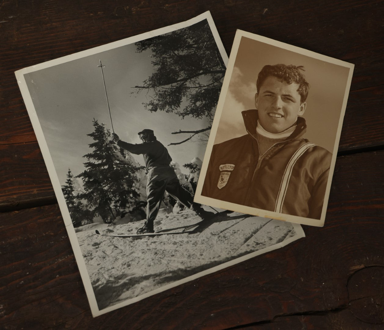 Lot 138 - Pair Of Vintage Skiing Photos, Including Handsome Ski Instructor From Ward Hill, Shrewsbury, Massachusetts, And Harry Labroad Skiing