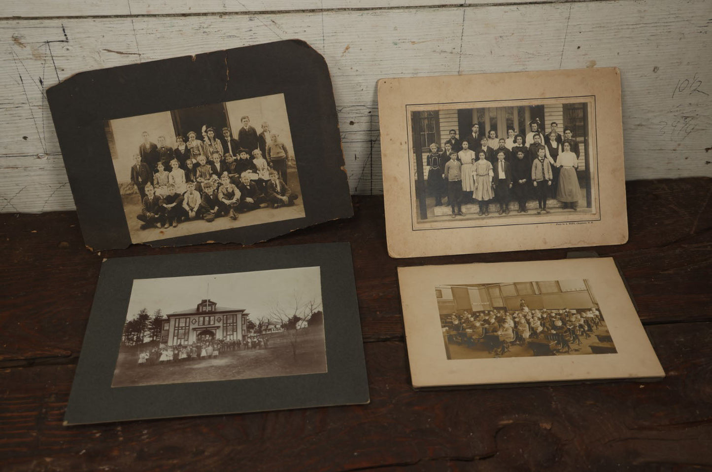 Lot 139 - Grouping Of Four Antique Boarded Photos Of School Children, Including Interior Shot Of A Turn Of The Century Classroom