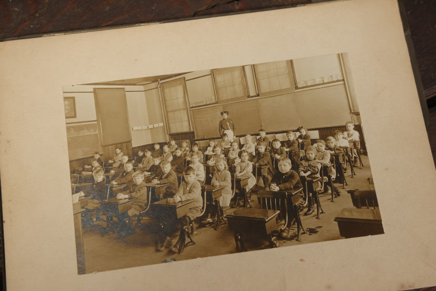 Lot 139 - Grouping Of Four Antique Boarded Photos Of School Children, Including Interior Shot Of A Turn Of The Century Classroom