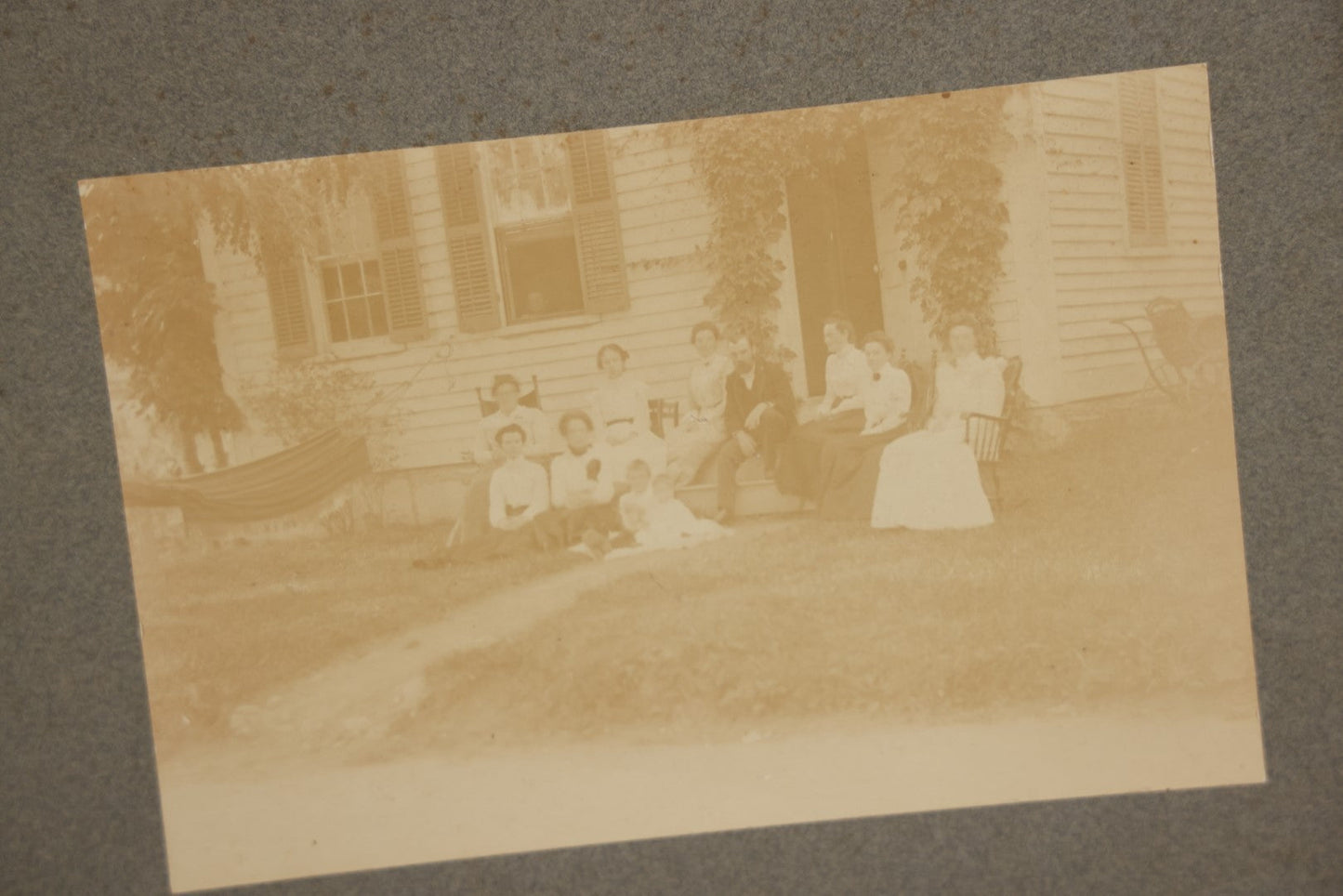 Lot 140 - Grouping Of Eight Antique Boarded Photos Of Groups Of People Outside, Turn Of The Century, Including Houses, Interior Shots, And More