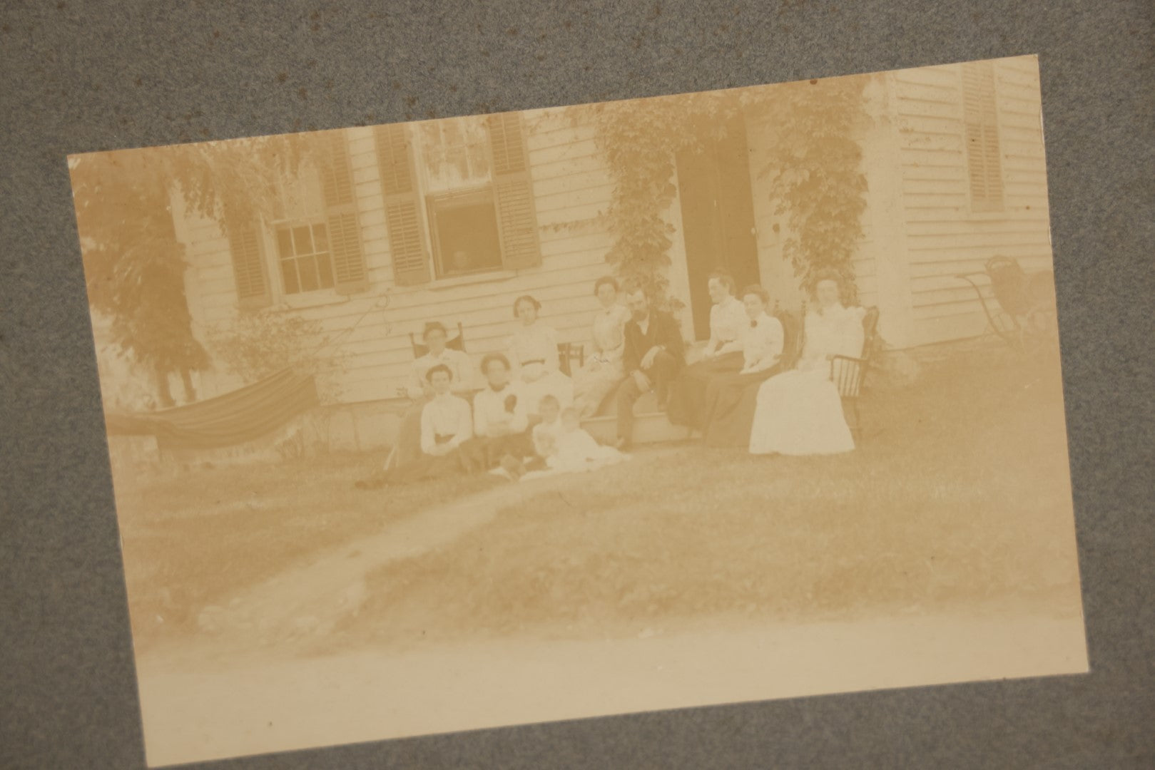 Lot 140 - Grouping Of Eight Antique Boarded Photos Of Groups Of People Outside, Turn Of The Century, Including Houses, Interior Shots, And More