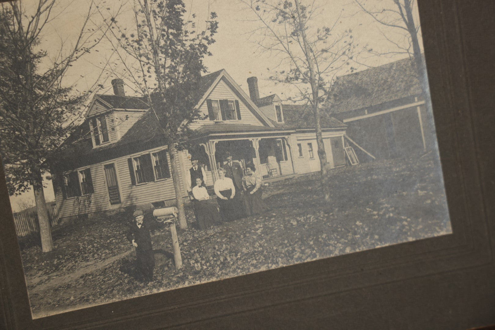 Lot 140 - Grouping Of Eight Antique Boarded Photos Of Groups Of People Outside, Turn Of The Century, Including Houses, Interior Shots, And More