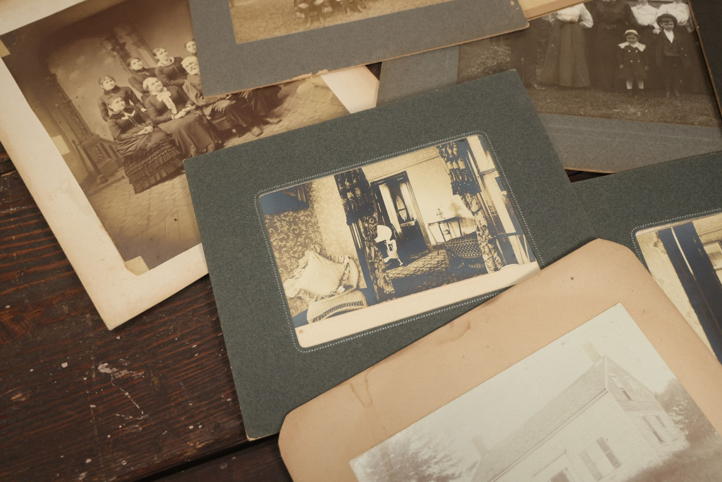 Lot 141 - Grouping Of 12 Antique Boarded Photos Of People, Houses, Trees And More, Including West Palm Beach Florida