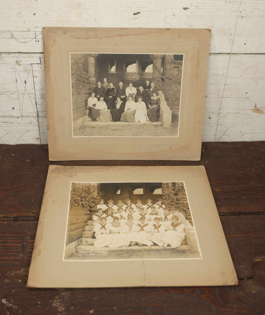 Lot 142 - Pair Of Antique Boarded Photos, One Showing The 1916 Germanae Society, A Women's Literary Society, And Another Labeled C.A. Faculty, 1917, Likely From New Hampton School, New Hampshire