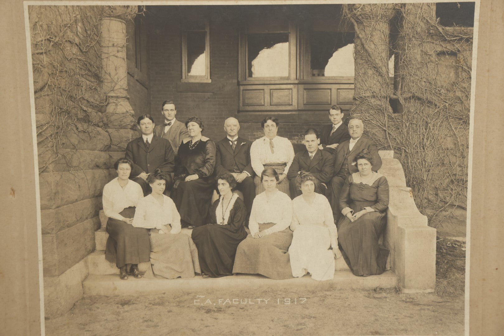 Lot 142 - Pair Of Antique Boarded Photos, One Showing The 1916 Germanae Society, A Women's Literary Society, And Another Labeled C.A. Faculty, 1917, Likely From New Hampton School, New Hampshire