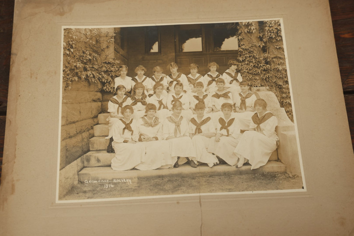 Lot 142 - Pair Of Antique Boarded Photos, One Showing The 1916 Germanae Society, A Women's Literary Society, And Another Labeled C.A. Faculty, 1917, Likely From New Hampton School, New Hampshire