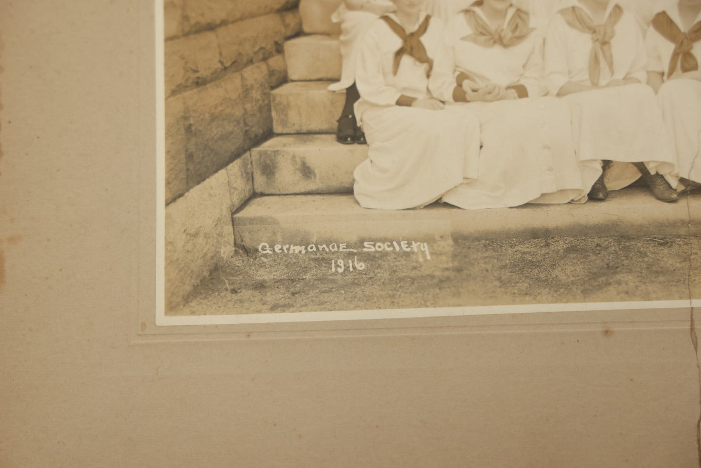 Lot 142 - Pair Of Antique Boarded Photos, One Showing The 1916 Germanae Society, A Women's Literary Society, And Another Labeled C.A. Faculty, 1917, Likely From New Hampton School, New Hampshire