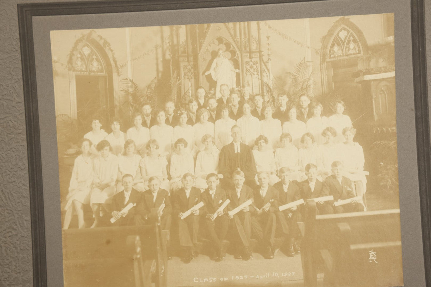 Lot 143 - Grouping Of Ten Antique Group Photographs, Boarded And Others, Showing First Communion Recipients, Graduates, Societies, Horse Race, And More