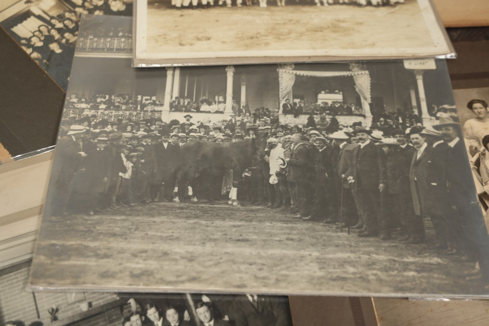 Lot 143 - Grouping Of Ten Antique Group Photographs, Boarded And Others, Showing First Communion Recipients, Graduates, Societies, Horse Race, And More