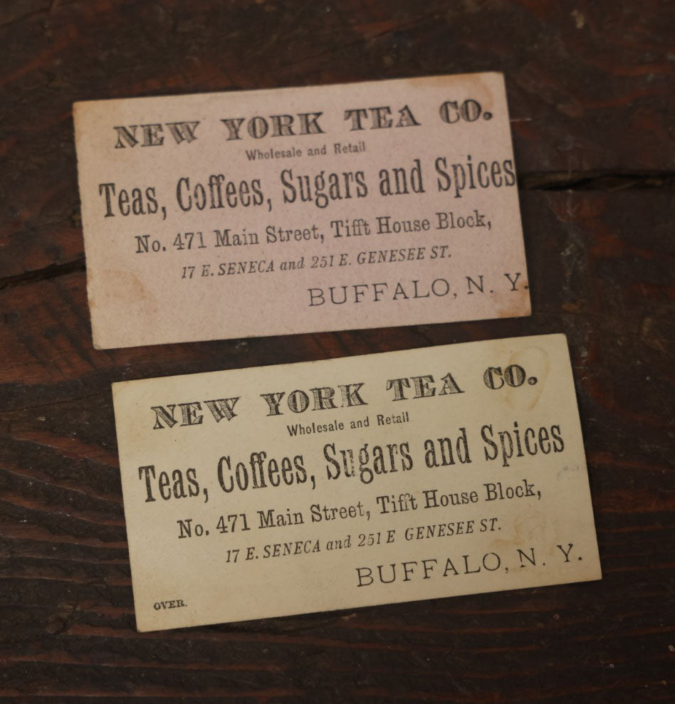 Lot 145 - Pair Of Antique Trade Cards For New York Tea Co., Buffalo, New York, Sellers Of Tea, Coffees, Sugars, And Spices, Cards Showing Comic Scenes Including Cat And More