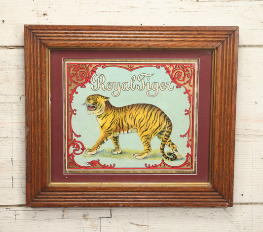 Lot 015 - Antique Royal Tiger Crate Label, Framed And Matted, Likely From A Grape Crate, 15" x 13"