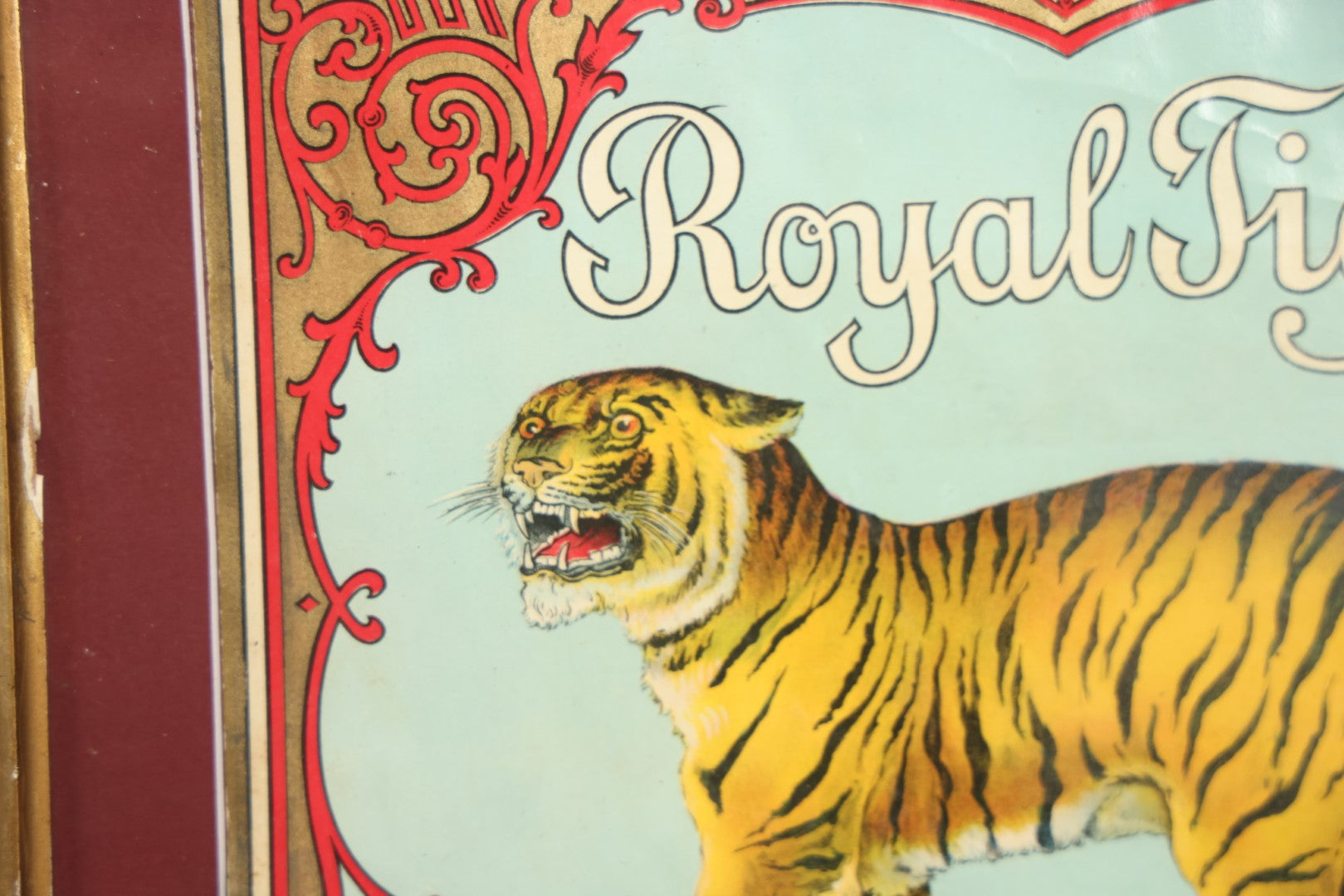 Lot 015 - Antique Royal Tiger Crate Label, Framed And Matted, Likely From A Grape Crate, 15" x 13"