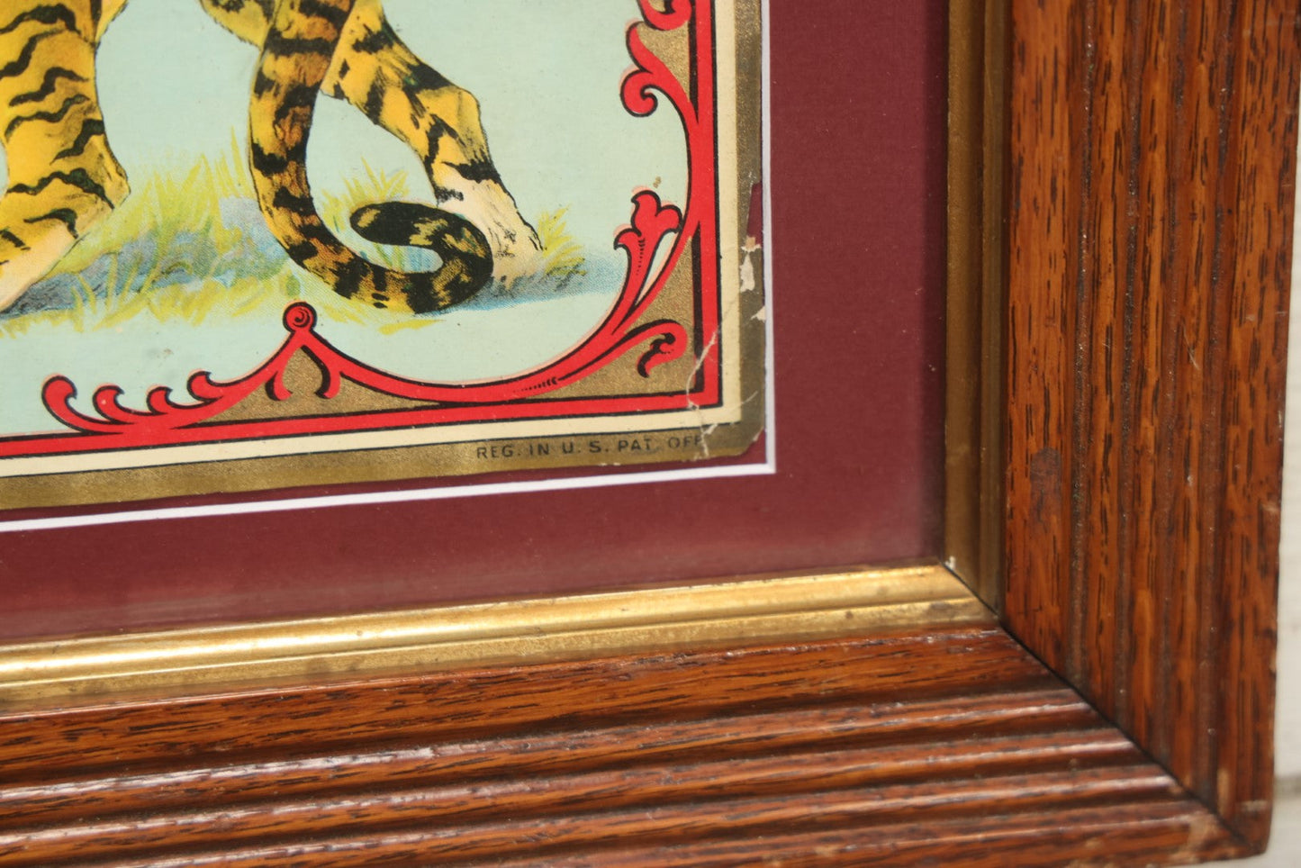 Lot 015 - Antique Royal Tiger Crate Label, Framed And Matted, Likely From A Grape Crate, 15" x 13"