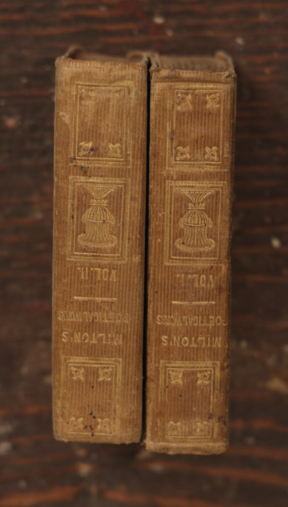 Lot 017 - "The Poetical Works Of John Milton" Two Volume Antique Book Set, Published By Allan Bell And Co., London, 1840, With Illustrations