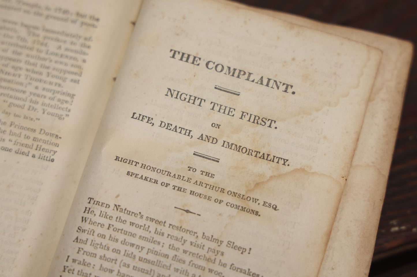 Lot 019 - "The Complaint: Or, Night Thoughts" Antique Long Form Poem Book On Death And Immortality, By Edward Young, Published By  Judd Loomis & Co, Hartford, 1827, Note Wear, Loose Pages