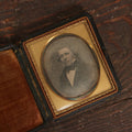 Lot 022 - Antique 1/6th Plate Daguerreotype Photograph Of An Important Looking Middle Aged Man, With Bowtie, White Shirt, And Coat, In Full Intact Union Case With Push Button Open