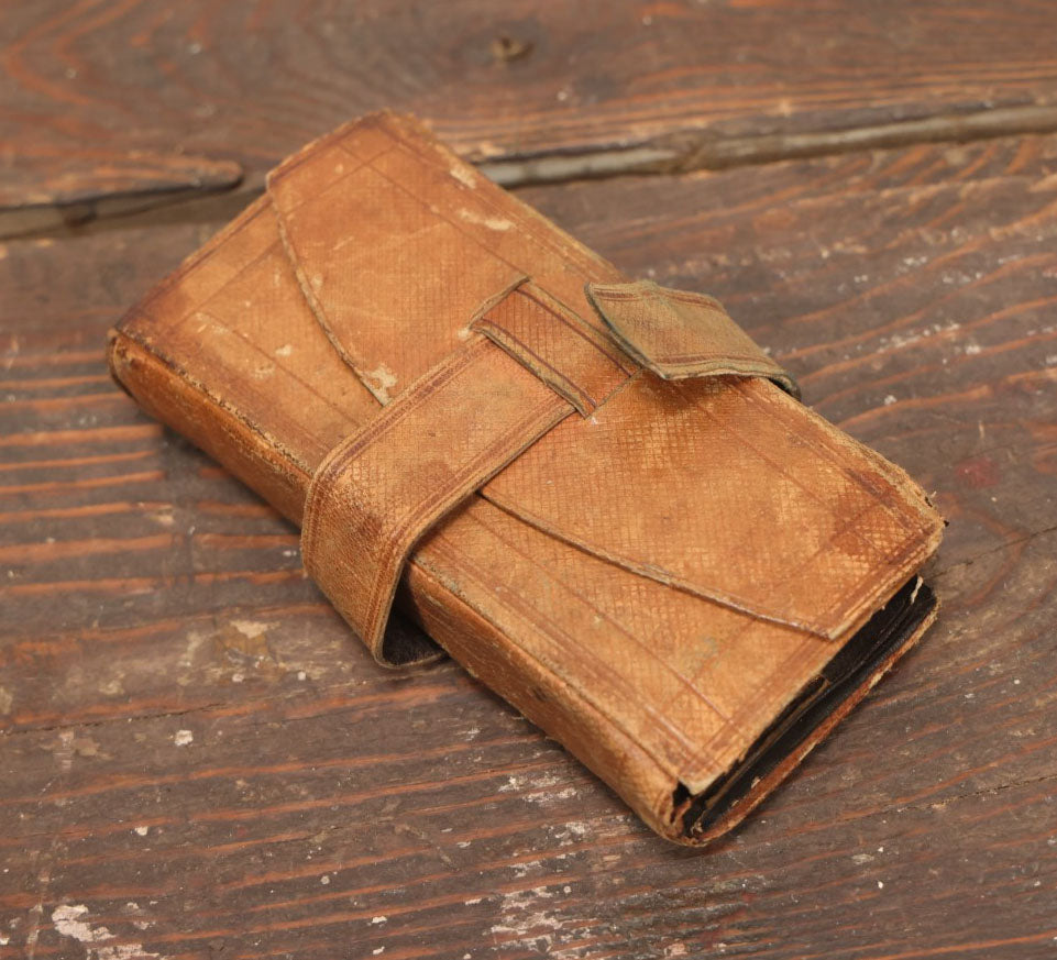 Lot 024 - Antique Leather Traveling Apothecary Wallet Kit With Many Glass Vials With Contents, Wear And Losses To Leather