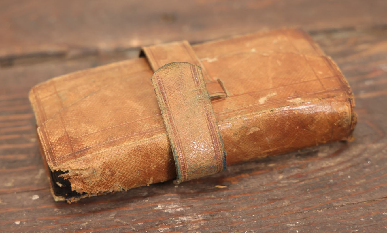 Lot 024 - Antique Leather Traveling Apothecary Wallet Kit With Many Glass Vials With Contents, Wear And Losses To Leather