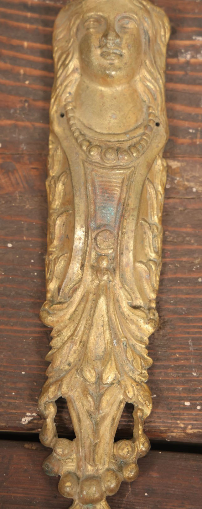 Lot 025 - Pair Of Antique Brass Ormolu Furniture Adornments, With Woman's Head, Likely Table Leg Covers