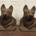 Lot 029 - Pair Of Antique Cast Iron German Shepherd Head Dog Bookends, Dog Head Looking Straight Forward