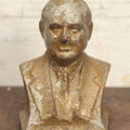 Lot 031 - Heavy Cast Metal Bust, Likely President Franklin Delano Roosevelt Or Lyndon B. Johnson, Poorly Cast, Gold Paint