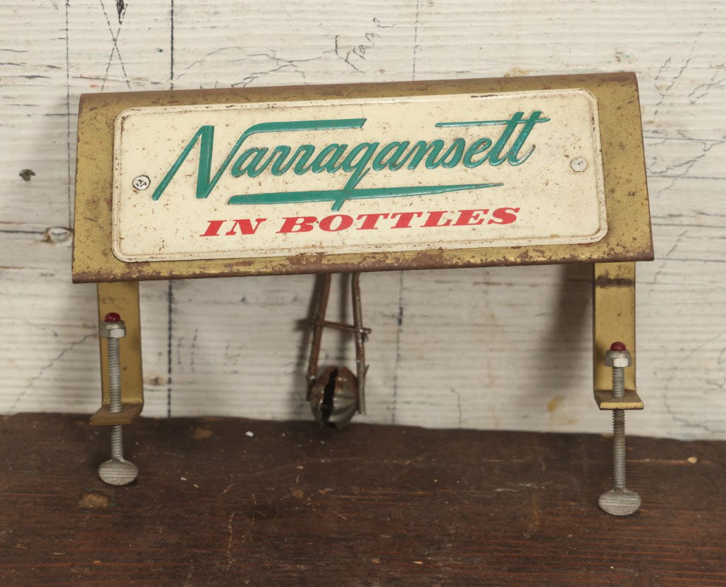 Lot 034 - Vintage Narragansett Beer In Bottles Clamp On Bar Back Advertising Piece Display With Ice Tongs