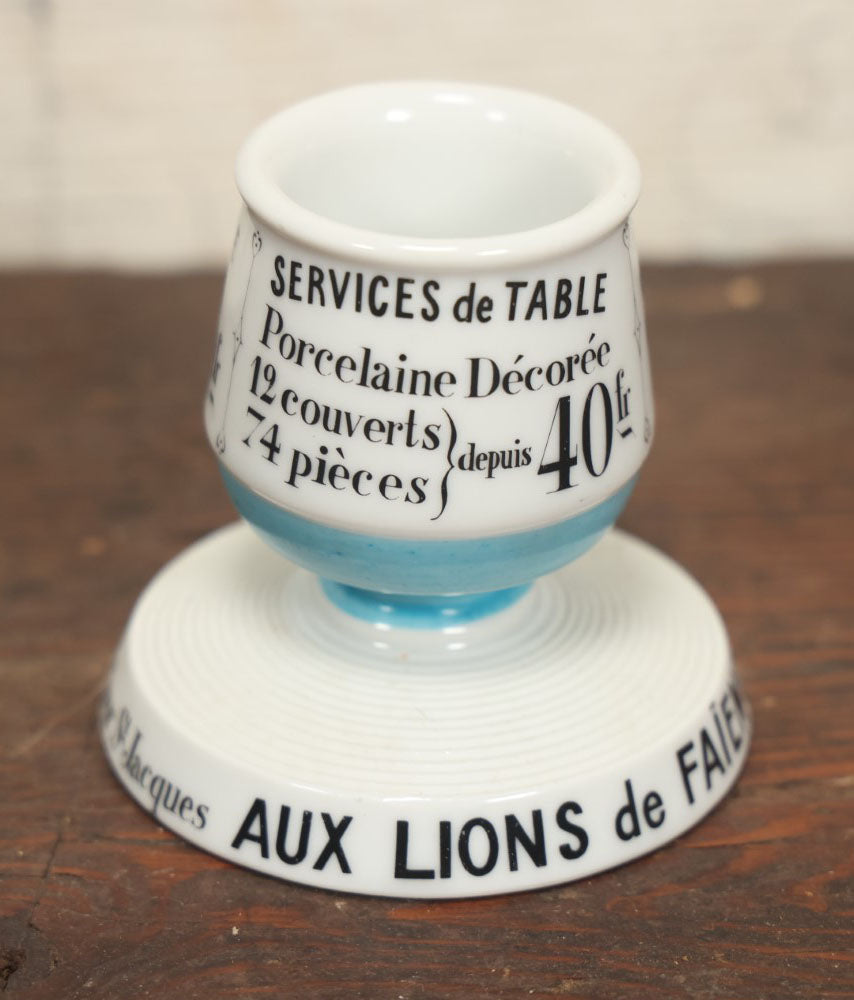 Lot 037 - Vintage French Cafe Bar Top Porcelain Match Strike, Aux Lions De Faience