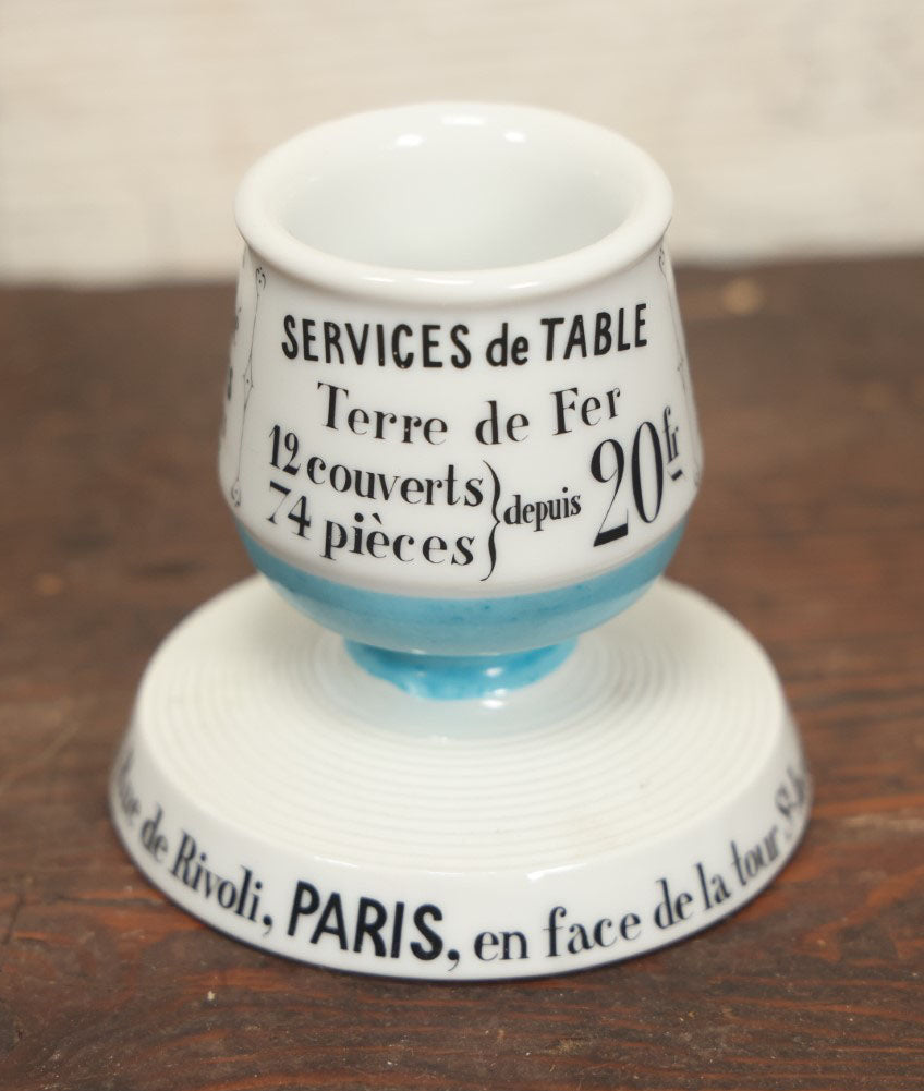 Lot 037 - Vintage French Cafe Bar Top Porcelain Match Strike, Aux Lions De Faience