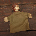 Lot 039 - Vintage Composition Head Monkey Puppet With Green Fabric Body, Various Wear And Losses