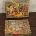 Lot 041 - Antique Lithographed Block Puzzle With Snow White And The Seven Dwarves On Cover, 35 Pieces, Complete, Various Wear And Losses, Fading