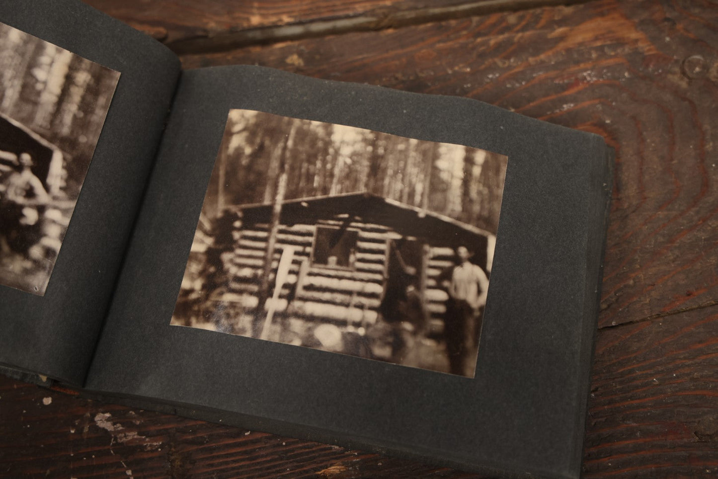 Lot 043 - Antique Early 20th Century Snap Shot Photo Album Chronicling The Lives And Adventures Of Outdoorsmen, Canoeing, Camping, Hunting, Snow Shoeing, Winter Scenes, Note Wear And Soft Focus